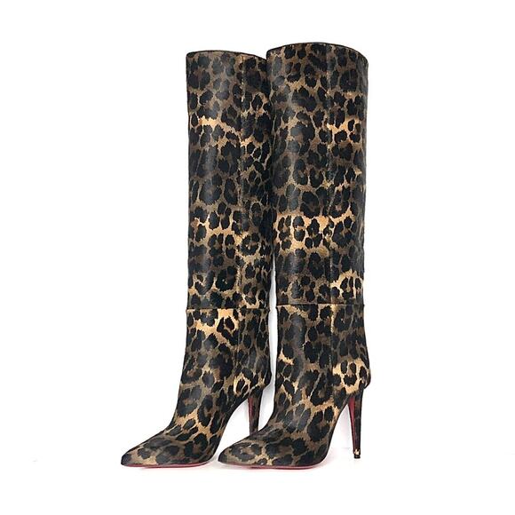 NEW Christian Louboutin Astrilarge Botta 100 Pony Kitty Pointed Toe Boots 36 - Picture 1 of 8